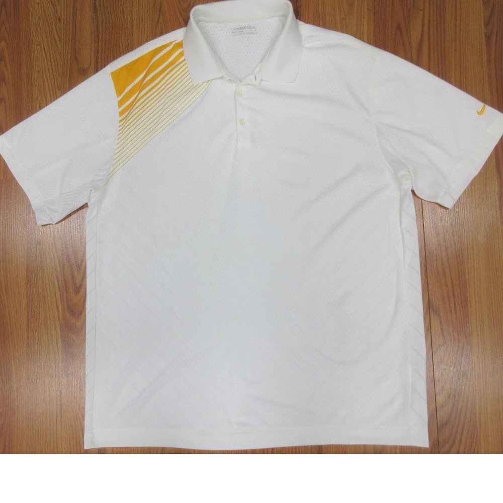 Nike Golf Fitdry Polo Shirt Polyester Off-White Dark Yellow X - Main Image